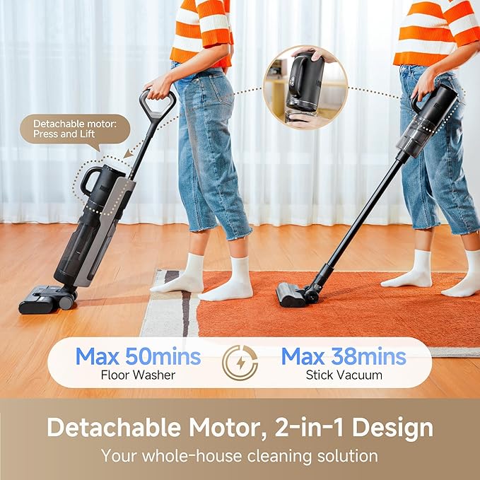 DREAME G10 Combo Wet Dry Vacuum Cleaner, Floor Cleaner Mop 2-in-1 Cordless Vacuum for Multi-Surface, Up to 50 Mins Runtime, One-Step Self Cleaning, Lightweight for Hard Floor