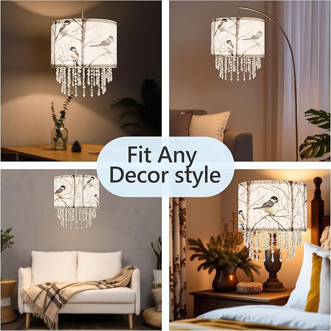 Winter Bird Tree Lamp Shade
