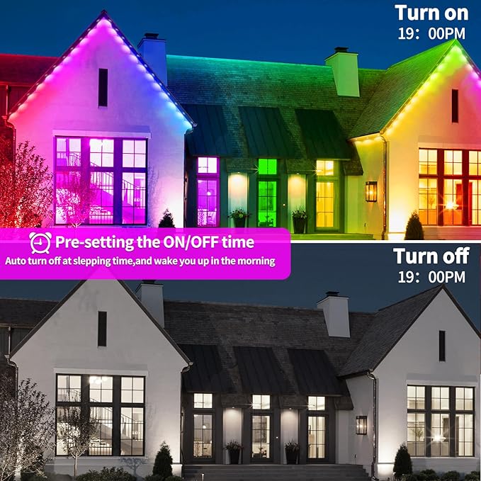 300ft Permanent Outdoor Lights, RGB Eave Lights, Music Sync IP67 Waterproof
