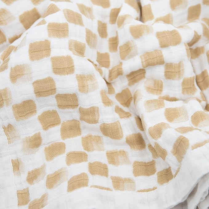 Little Unicorn Newborn Receiving Quilt | Ultra- Soft, Multi-Layered Muslin Fabric | Gift for Newborns & on-The-go (Adobe Checker)