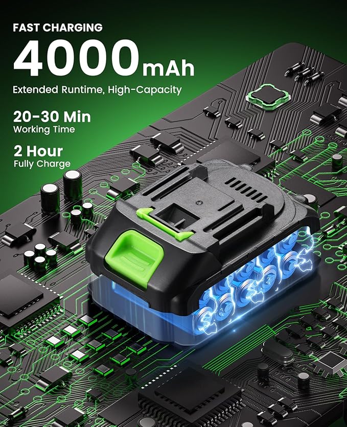 Electric Weed Wacker Cordless with Wheel, Brushless Grass Trimmer with 21V 4.0Ah Battery and Fast Charger, 3 Types of Blades String Trimmer, Weed Eater Battery Powered, Grass Cutter Machine