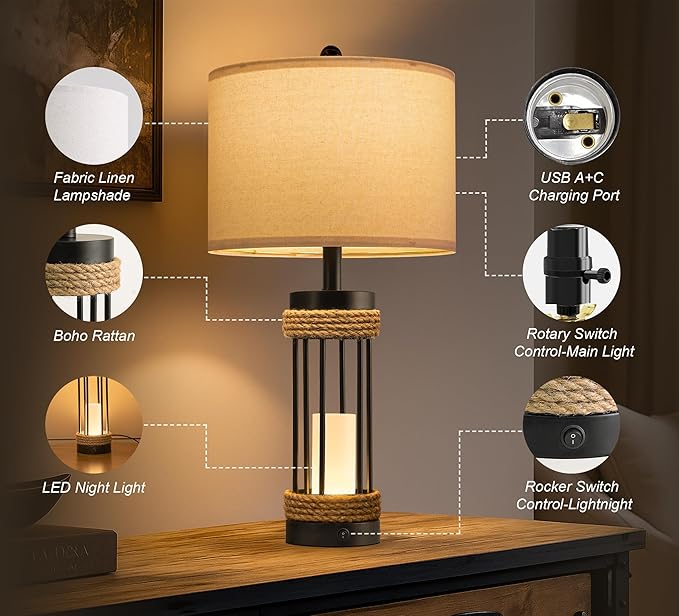OYEARS 25" Table Lamps Set of 2