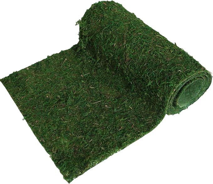 Moss Roll, Dried Moss for Crafts, Moss Table Runner for Fairy Gardens, Wedding Woodland Decor, Preserved Moss Mat for Table Decoration (12" W x 60" L)
