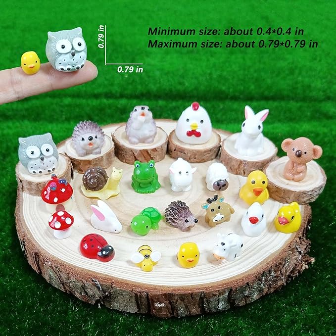100 Pcs Mini Resin Animals Figures, Mixed Tiny Plastic Animals Figurines to Hide Miniature Fairy Garden Accessories