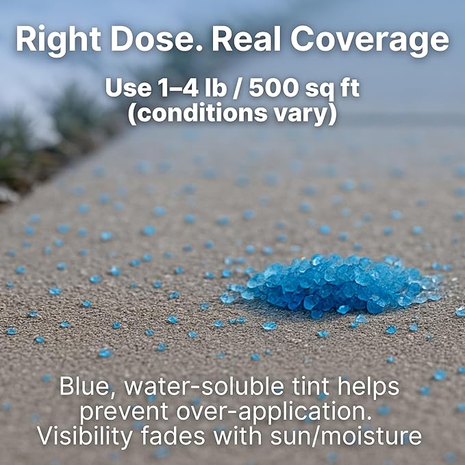 Thawtful Blue Ice & Snow Melt – Snow Melt, Rock Salt, Driveway & Sidewalk Salt for Ice, Blue Granular Rock Salt, Melts to −16°F (−27°C) – Resealable Zip Bag (10 QUARTS - 21.3 lb.)