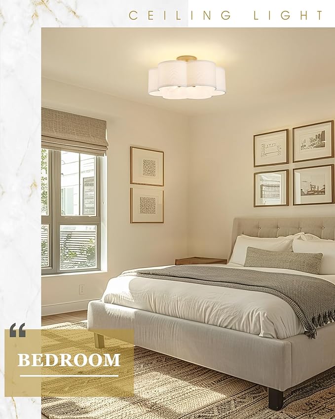 Gold Semi Flush Mount Ceiling Lights, 6-Light 18Inch Ceiling Light Fixtures
