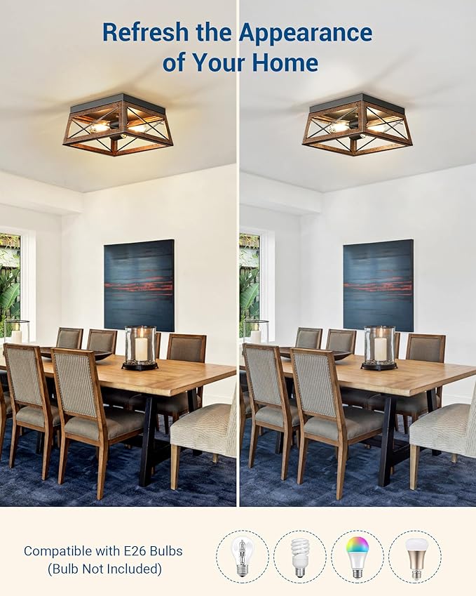 DEWENWILS Farmhouse Flush Mount Ceiling Light