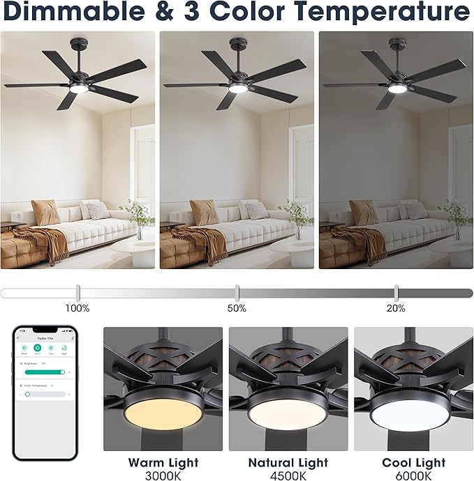 WINGBO 52" Smart Ceiling Fan
