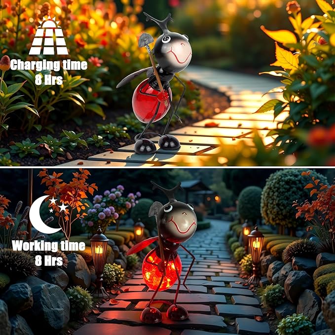 Solar Garden Statue Ladybug Decor,Outdoor Decorative Tabletop Lanterns,Outdoor Ladybug Figurines Decorations for Patio Yard Lawn Ornaments,Birthday Gifts for Mom Women Grandma