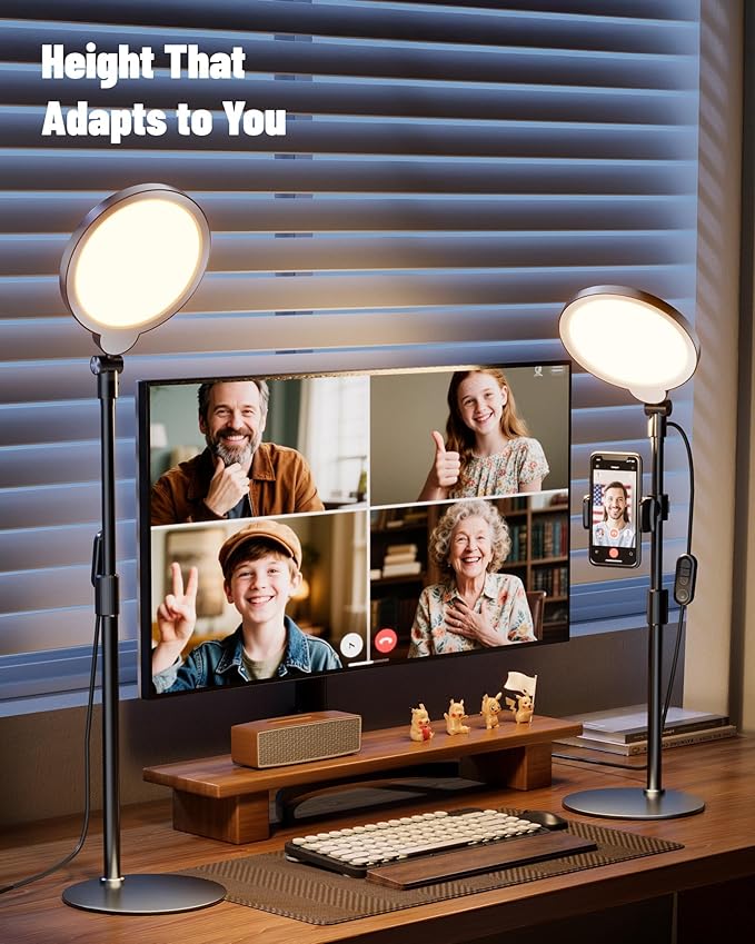 7" Ring Light with Stand for Desk, 3000K-6500K, 30 Lighting Modes for Video