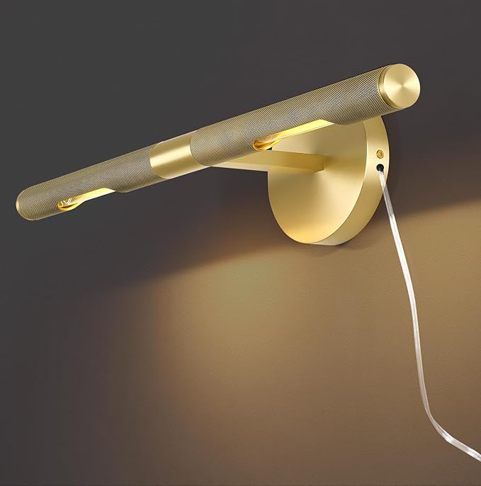 Knurled Picture Light, 24in Brass Picture Light