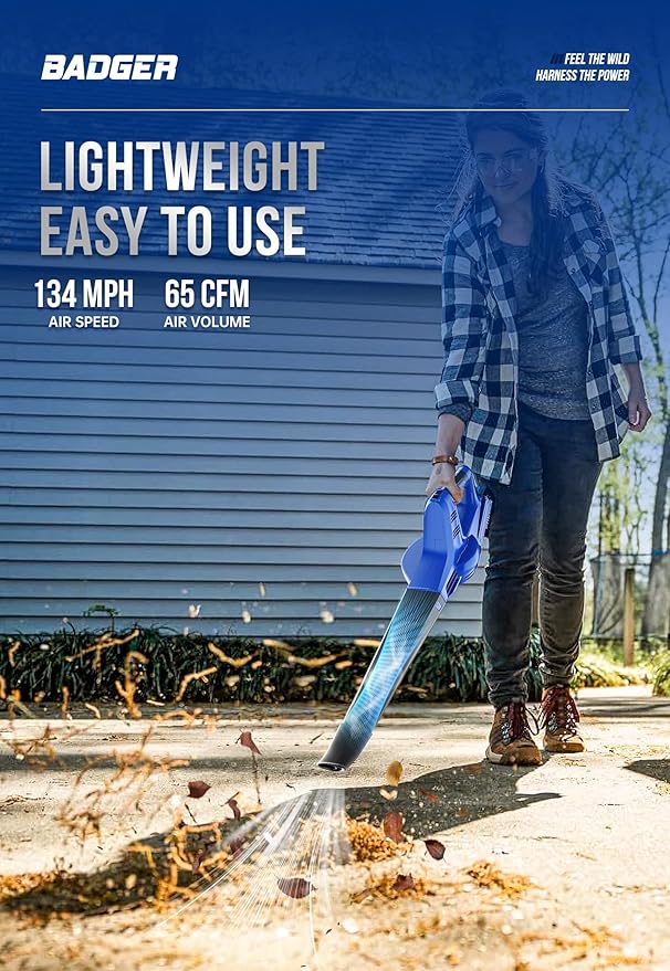 WILD BADGER POWER 20V Weed Wacker & Leaf Blower, Electric with 2 * 2Ah Battery & Charger, String Trimmer, Lightweight, Adjustable Telescopic Shaft, Easy to Use