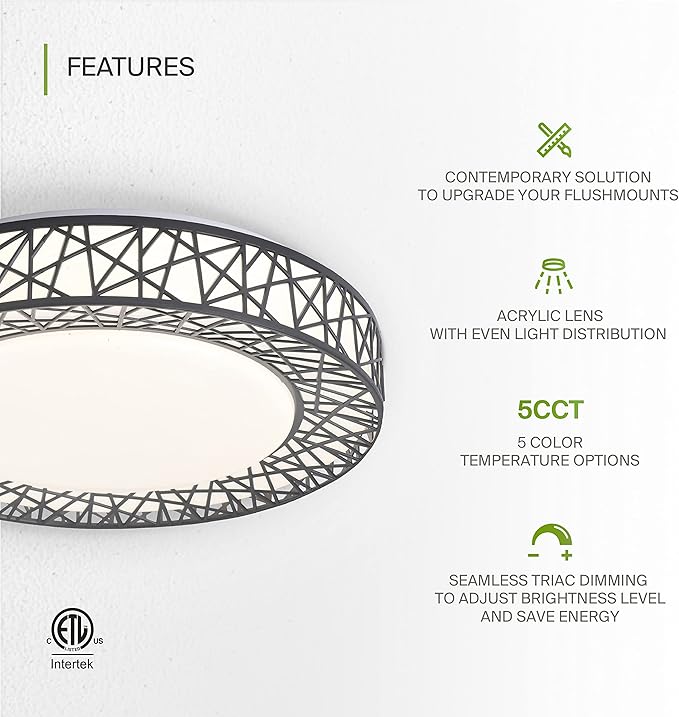 ASD 16 Inch LED Flush Mount Ceiling Light Fixture