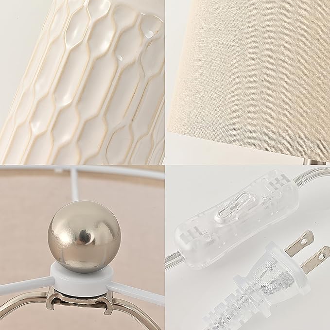 22IN Modern Ceramic Table Lamp Set of 2 White Lamps