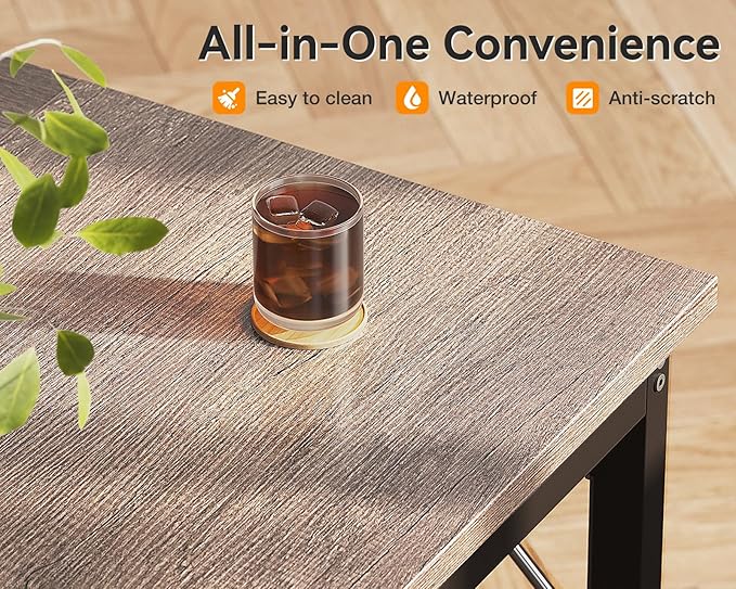 Coleshome 63 Inch Computer Desk, Modern Simple Style Desk for Home Office, Study Student Writing Desk,Grey Oak