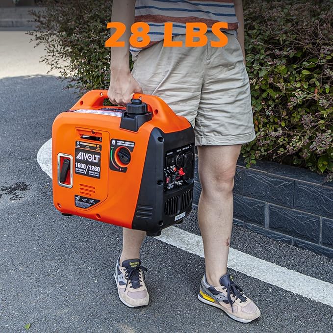 AIVOLT 1600W Super Quiet Inverter Generator, Ultra Lightweight Gas Powered Portable Generator for Camping & Home Use, EPA Compliant