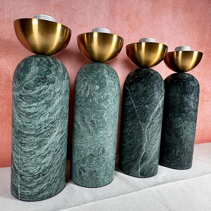 Modern Dome Shaped Table Lamp Mid-Century Accent Lamp Green Marble Desk Lamp