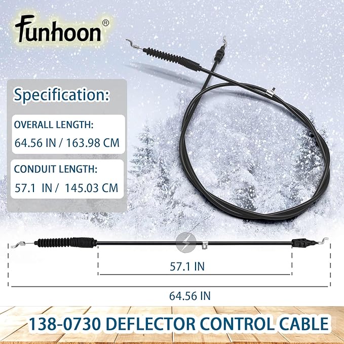138-0730 Deflector Control Cable for Toro Power Max Heavy-Duty 38830 38840 38841 38842 38843 38844 38850 38855 38860 38865 Snow Thrower Snowblowers