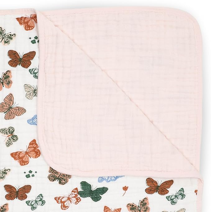Little Unicorn Original Premium Cotton Quilt | Multi-Layered & Extra-Soft Muslin Fabric |for Babies & Toddlers (Butterflies)