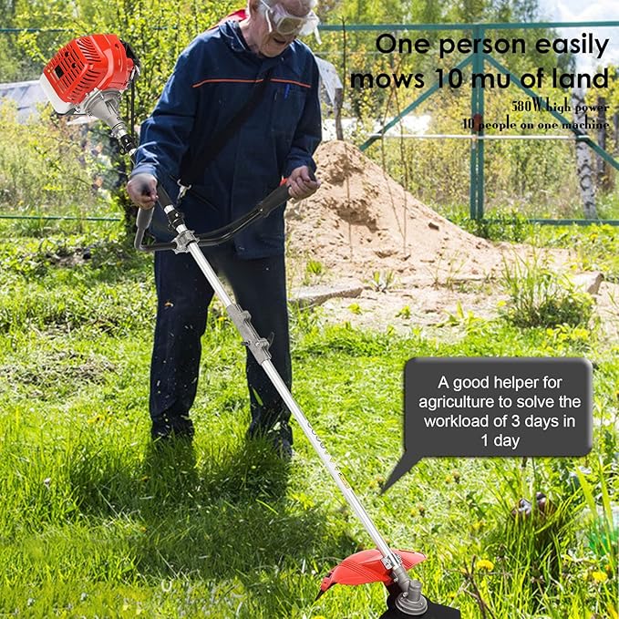 52cc 2-Stroke Gas Powered Weed Eater, Grass Trimmer 2 in 1 Weed Wacker 2.2KW 8500RPM Multi-Functional Gas String Trimmer for Home Garden