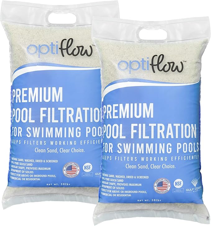 2-Pack Pool Filter Sand, Premium Filtration with Pure Silica Formula, 50 Lbs - Swimming Pool System Accessories and Supplies for Cleaning and Maintenance