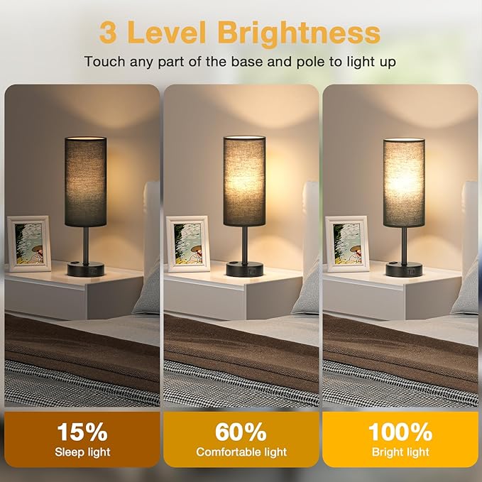 Black Touch Table Lamps Set