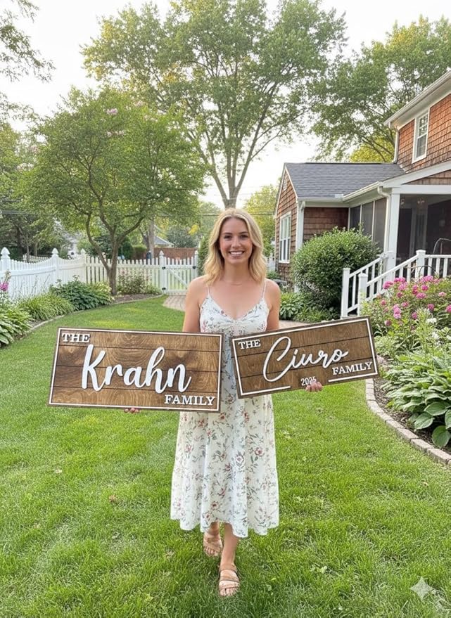 Personalized Custom Wood Name Sign for Home, Office, Nursery, Wedding, Baby Shower (Art Deco, Walnut, Large)