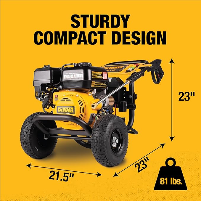DeWalt DXPW3425E-S 3400 PSI Gas Pressure Washer, 2.5 GPM Axial Cam Pump, 208cc Recoil with Electric Start Engine, Spray Gun and Wand, 5 QC Nozzles, 5/16-in. x 25-ft. Hose, 49-State