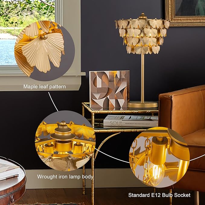 TOCHIC 3 Lights Table Lamp for Living Room, Home Office