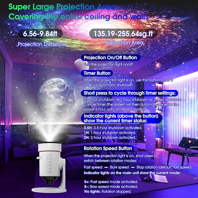 Galaxy Projector，Upgraded 4K HD Star Projector Lens, 10 Slides Image