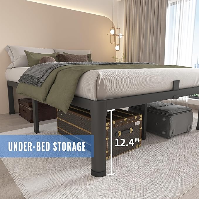 MAF 14 Inch King Metal Platform Bed Frame with Round Corner Legs, 3000 LBS Heavy Duty Steel Slats Support, Noise Free, No Box Spring Needed, Easy Assembly