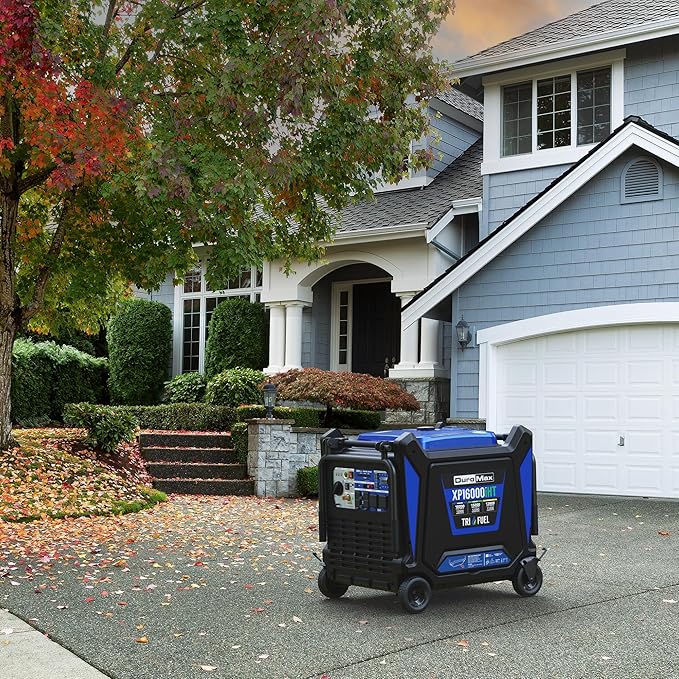 DuroMax XP16000iHT 16,000-Watt Tri Fuel Portable Digital Inverter Generator - Gas, Propane & Natural Gas, Remote Electric Start, Whole Home Power Backup, Transfer Switch Ready, RV & Emergency Ready