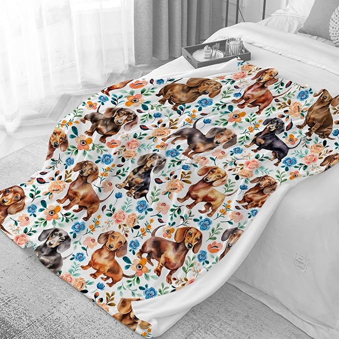 Dachshund Pattern Blanket for Boys Girls, Ultra-Soft Weiner Dog Throw Blanket for Couch Sofa Bed, Dog Lovers Gifts for Toddlers Infants Newborns, Dachshund Lovers Decor, 30"x40"-Toddlers/Pets Size