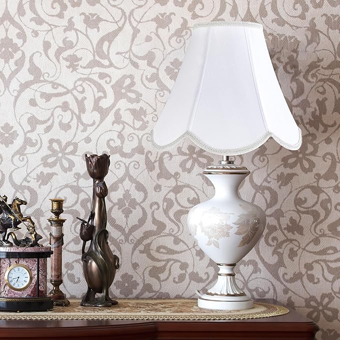 GO&SO White Lamp Shade Medium Scalloped Lamp Shades, Replacement Lampshades