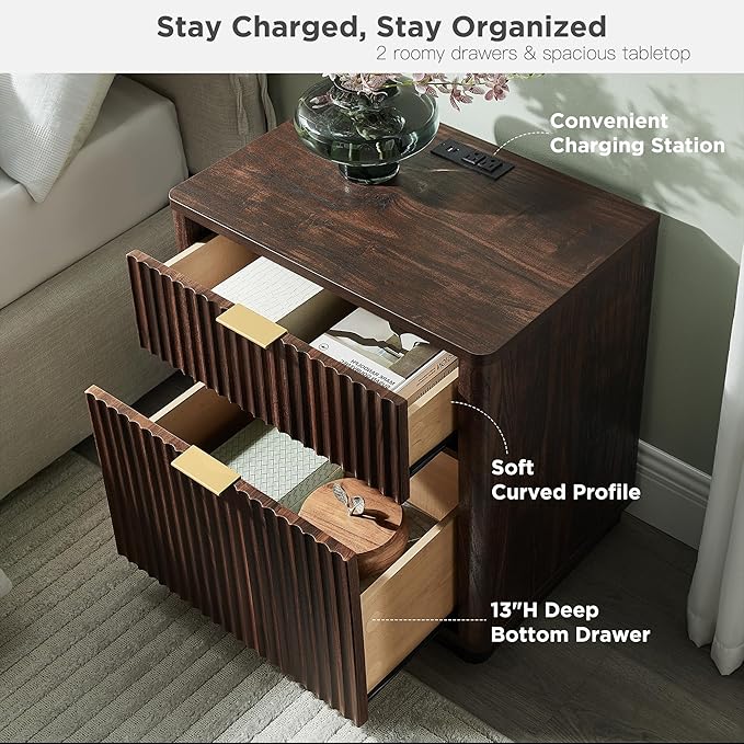 T4TREAM 23'' Fluted Nightstand