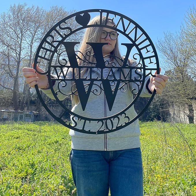 Personalized Family Name Sign with Heart, Split Letter Monogram Wall Art Decor, Durable Steel Family Last Name Decor, Custom Signs Indoor or Outdoor, Personalized Wedding Gifts, Housewarming Gift