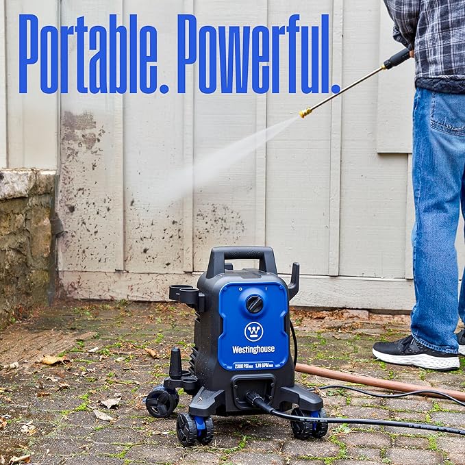 Westinghouse ePX3100 Electric Pressure Washer, 2300 Max PSI 1.76 Max GPM with Anti-Tipping Technology, Onboard Soap Tank, Pro-Style Steel Wand, 5-Nozzle Set, for Cars/Fences/Driveways/Home/Patios