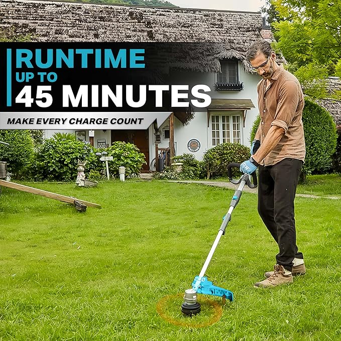 RB 17" Cordless String Trimmer, 40V Lithium Battery Weed Wacker with 4.0Ah Battery & Fast Charger & .095'' line, 2 in 1 Grass Trimmer and Edger, 2-Speed Adjustable, Low Vibration Lawn Garden Tool