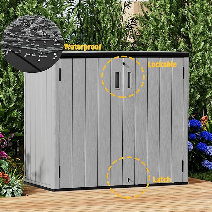 Large Outdoor Storage Box,Resin Sheds&Outdoor Storage Waterproof/Lockable,Outdoor Storage Cabinets for Balcony,Garage,Backyard (37Cu.ft-Pale Grey)