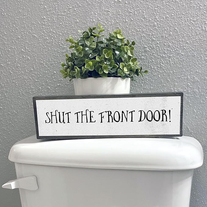 Wood & Metal Southern Sign – Weatherproof Indoor Outdoor Wall Decor – Rustic Charm with "Shut The Front Door" – Gift-Wrapped & Ready to Give