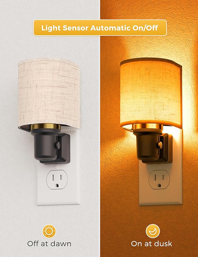 L LOHAS LED Amber Night Lights Plug into Wall, Plug in Night Light Dimmable