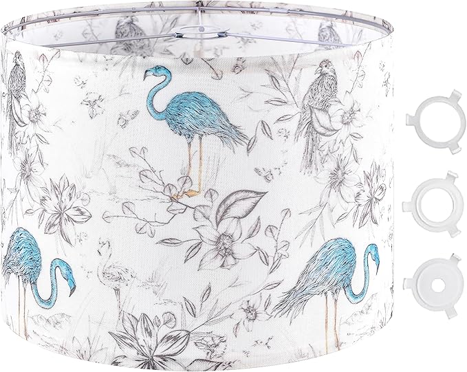 GO&SO 1 Pack Large Drum Lamp Shades Printed Bird Pattern Design, 1.65"Spider