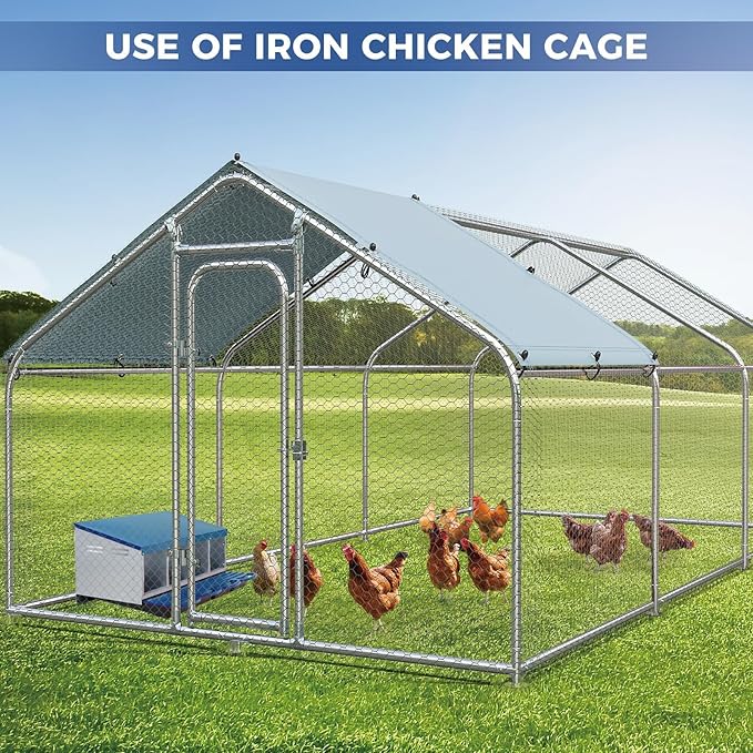 Chicken Nesting Boxes, Metal Rollaway Chicken Nest Box with Rollout Egg Collection, Removable Tray & Nesting Pads, Egg Laying Box for Chicken Coop Hens, Wall Mount or Standing, 4 Compartments, Blue
