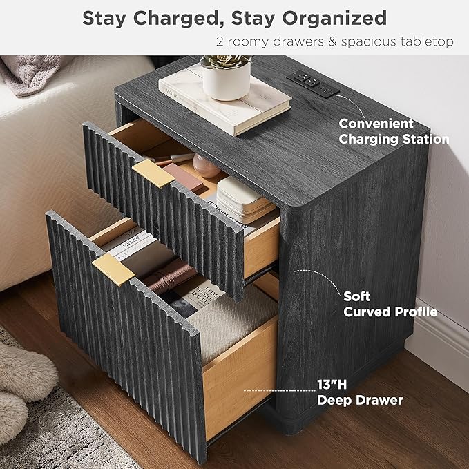 T4TREAM 23'' Fluted Nightstand