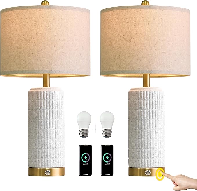 PoKat Stone-Like Ceramic Table Lamps
