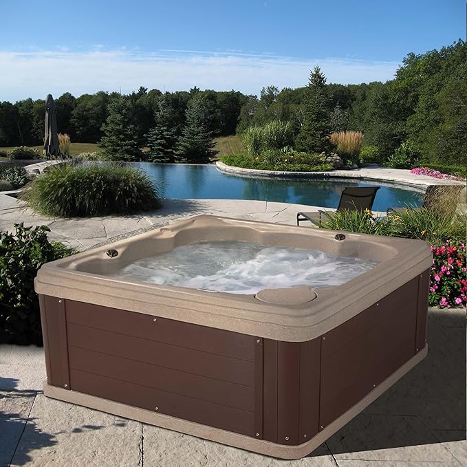 AquaLife Inland™ 5-6 Person 24-Jet Lounger Hot Tub with LED Lighting, Digital Control, Insulated Cover