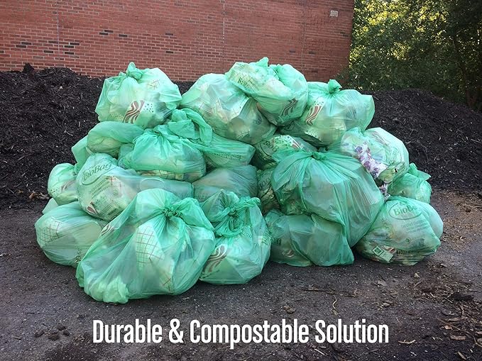 BioBag USA 100% Certified Compostable Lawn & Leaf Yard Waste Bags, 33 Gallon, Large Capacity and Weather Resistant, 60 Count