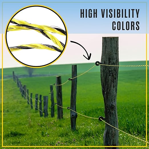 Houseables Electric Fence Wire, Hot Wire Fence, Electric Fencing, Livestock Fencing, Electrical Polywire Rope for Chicken, Agricultural, Goat, Garden, Dogs, Horse, Pig, Poly, 500 Meters (1640 Feet)
