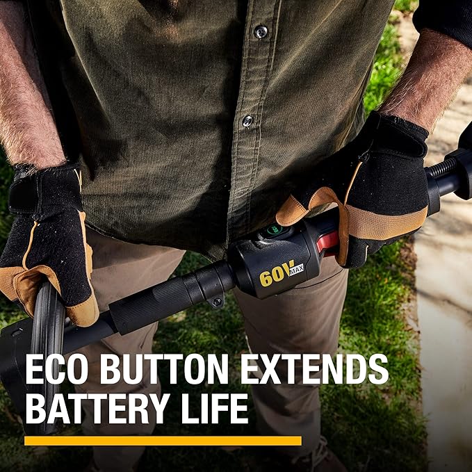 Cat DG610.9 60V 15” Brushless String Trimmer Cordless with Dual Line Bump Feed Head, Edger with Quick Line Load, Weed Trimmer with ECO Mode for Extended Runtime – Tool Only