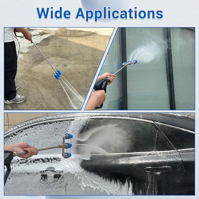 Triple Turbo Nozzle Pressure Washer, 360° Rotating Turbo Nozzle with 1/4" Quick Connector, 2.0 Orifice 3-in-1 Turbo Nozzle, 4000 PSI